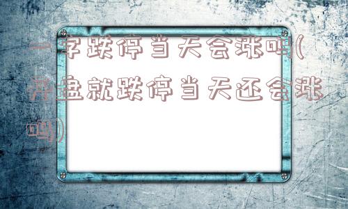 一字跌停当天会涨吗(开盘就跌停当天还会涨吗)