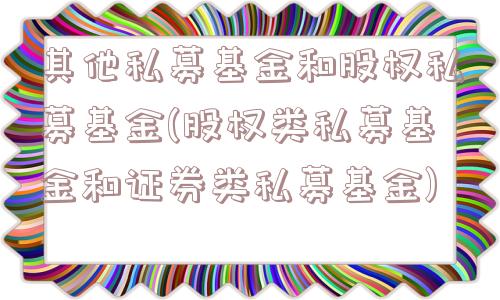 其他私募基金和股权私募基金(股权类私募基金和证券类私募基金)