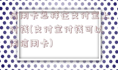 信用卡怎样在支付宝上付钱(支付宝付钱可以用信用卡)