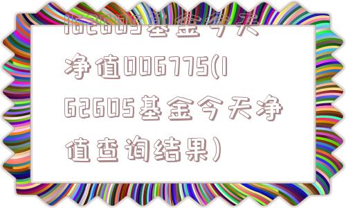 162605基金今天净值006775(162605基金今天净值查询结果)