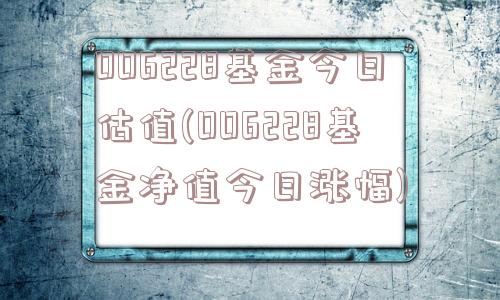 006228基金今日估值(006228基金净值今日涨幅)