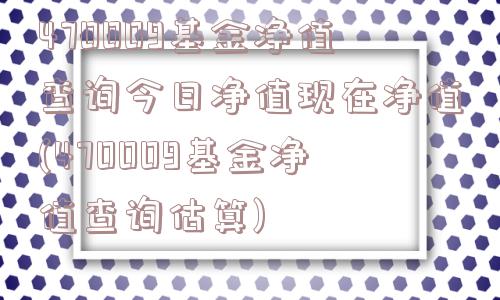 470009基金净值查询今日净值现在净值(470009基金净值查询估算)