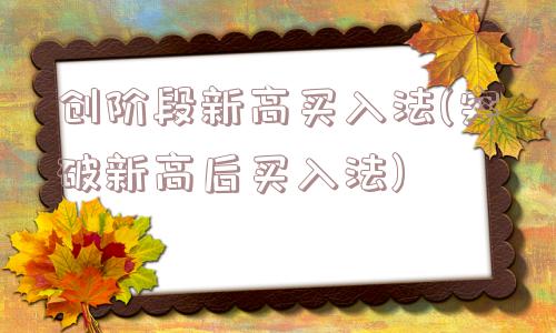 创阶段新高买入法(突破新高后买入法)