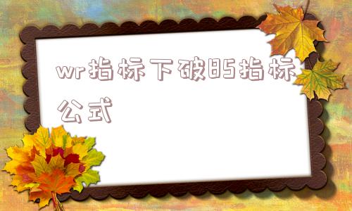 wr指标下破85指标公式