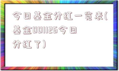 今日基金分红一览表(基金001126今日分红了)