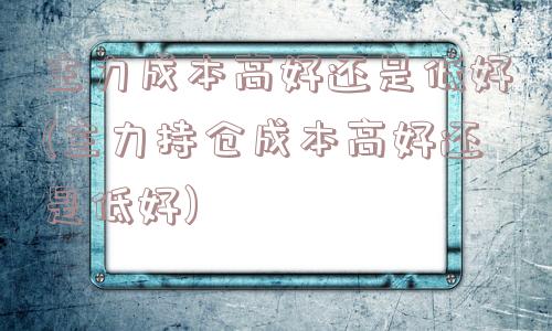 主力成本高好还是低好(主力持仓成本高好还是低好)