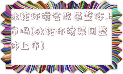 冰轮环境会改革整体上市吗(冰轮环境集团整体上市)