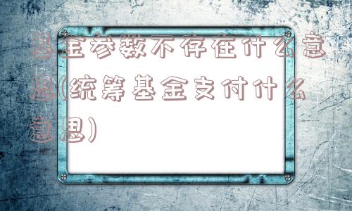 基金参数不存在什么意思(统筹基金支付什么意思)