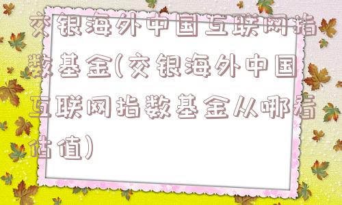 交银海外中国互联网指数基金(交银海外中国互联网指数基金从哪看估值)