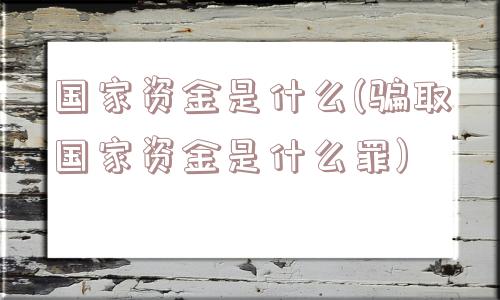 国家资金是什么(骗取国家资金是什么罪)