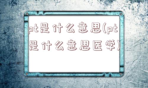 pt是什么意思(pt是什么意思医学)