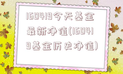 160419今天基金最新净值(160419基金历史净值)