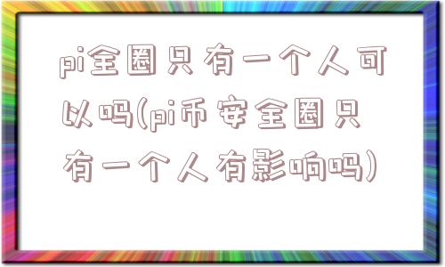 pi全圈只有一个人可以吗(pi币安全圈只有一个人有影响吗)