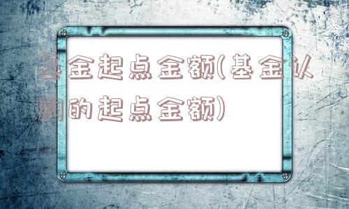 基金起点金额(基金认购的起点金额)