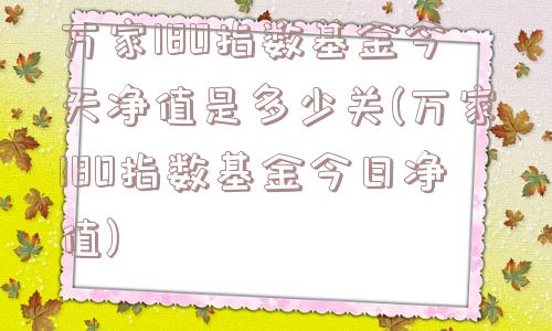 万家180指数基金今天净值是多少关(万家180指数基金今日净值)