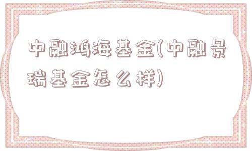 中融鸿海基金(中融景瑞基金怎么样)