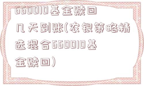 660010基金赎回几天到账(农银策略精选混合660010基金赎回)