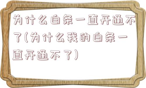 为什么白条一直开通不了(为什么我的白条一直开通不了)