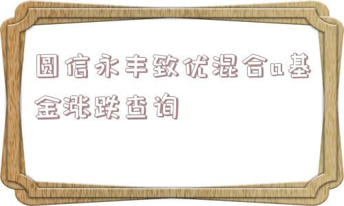 圆信永丰致优混合a基金涨跌查询