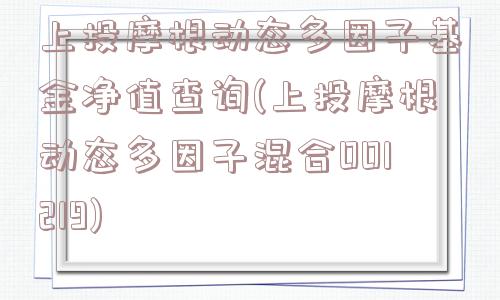 上投摩根动态多因子基金净值查询(上投摩根动态多因子混合001219)