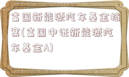 富国新能源汽车基金档案(富国中证新能源汽车基金A)