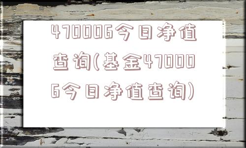 470006今日净值查询(基金470006今日净值查询)