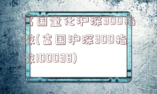 富国量化沪深300指数(富国沪深300指数100038)