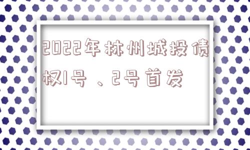 2022年林州城投债权1号、2号首发