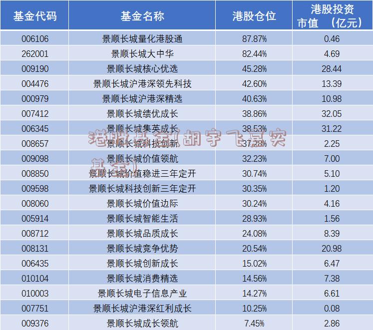 港股基金(胡宇飞嘉实基金)