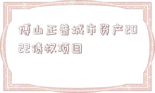 博山正普城市资产2022债权项目