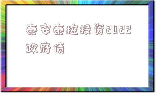 泰安泰控投资2022政府债