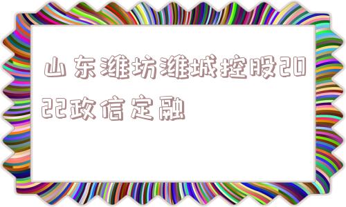 山东潍坊潍城控股2022政信定融