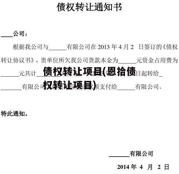 债权转让项目(恩拾债权转让项目)