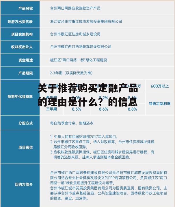 关于推荐购买定融产品的理由是什么？的信息