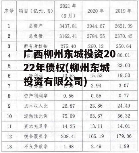 广西柳州东城投资2022年债权(柳州东城投资有限公司)