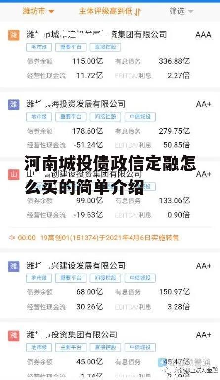 河南城投债政信定融怎么买的简单介绍