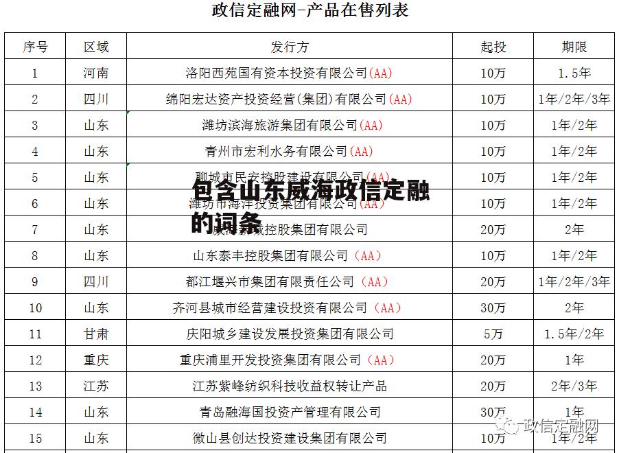 包含山东威海政信定融的词条