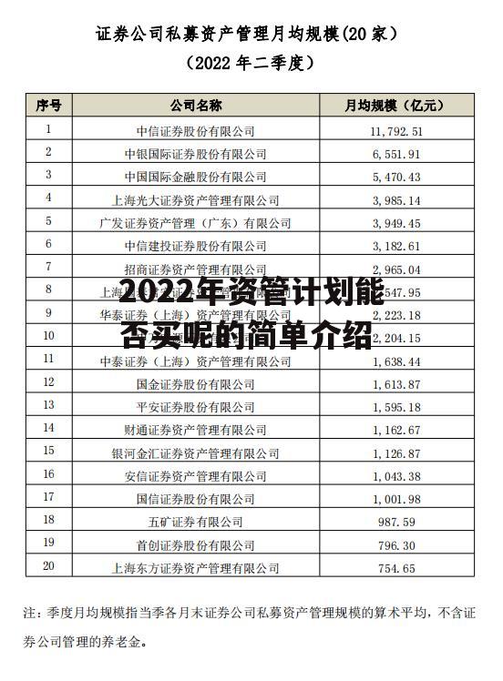 2022年资管计划能否买呢的简单介绍