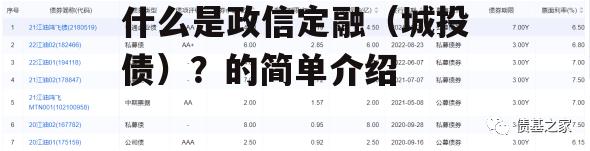 什么是政信定融（城投债）？的简单介绍