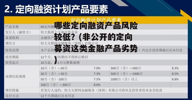 哪些定向融资产品风险较低？(非公开的定向募资这类金融产品劣势)