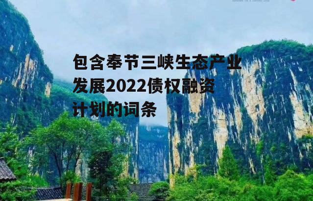 包含奉节三峡生态产业发展2022债权融资计划的词条