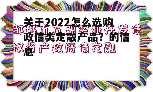 关于2022怎么选购政信类定融产品？的信息