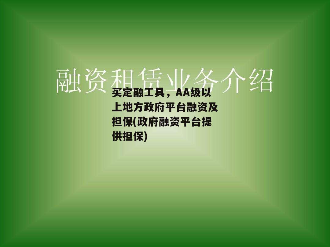 买定融工具，AA级以上地方政府平台融资及担保(政府融资平台提供担保)