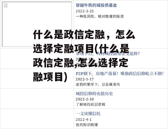 什么是政信定融，怎么选择定融项目(什么是政信定融,怎么选择定融项目)