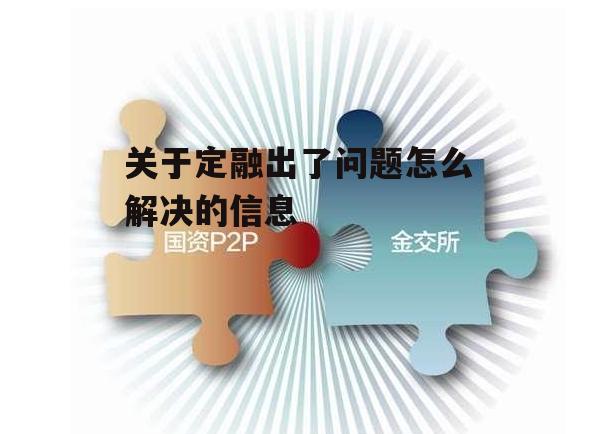 关于定融出了问题怎么解决的信息