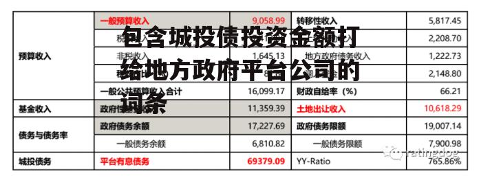 包含城投债投资金额打给地方政府平台公司的词条