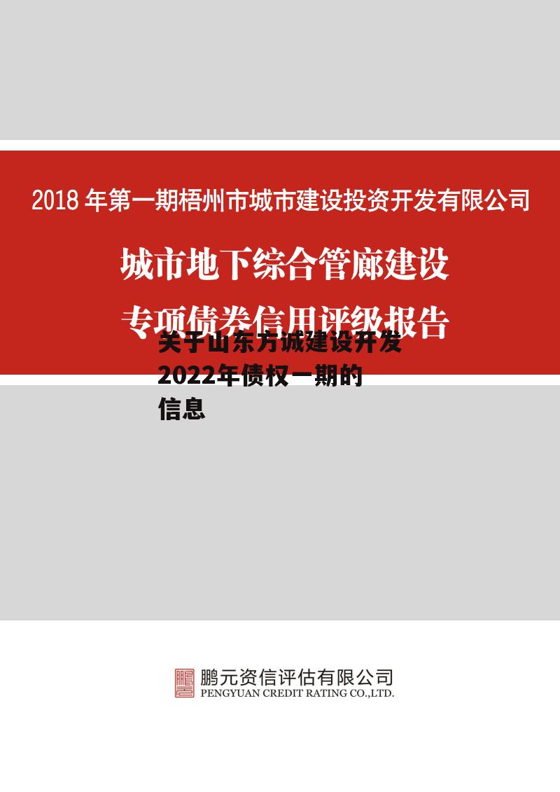 关于山东方诚建设开发2022年债权一期的信息