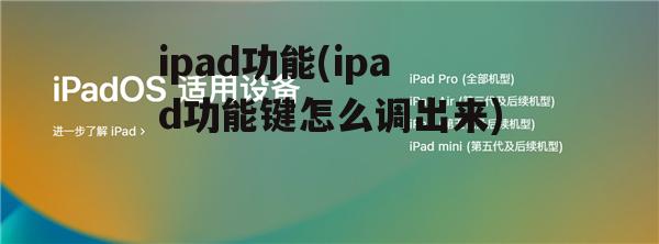 ipad功能(ipad功能键怎么调出来)