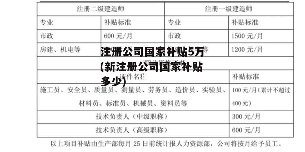 注册公司国家补贴5万(新注册公司国家补贴多少)