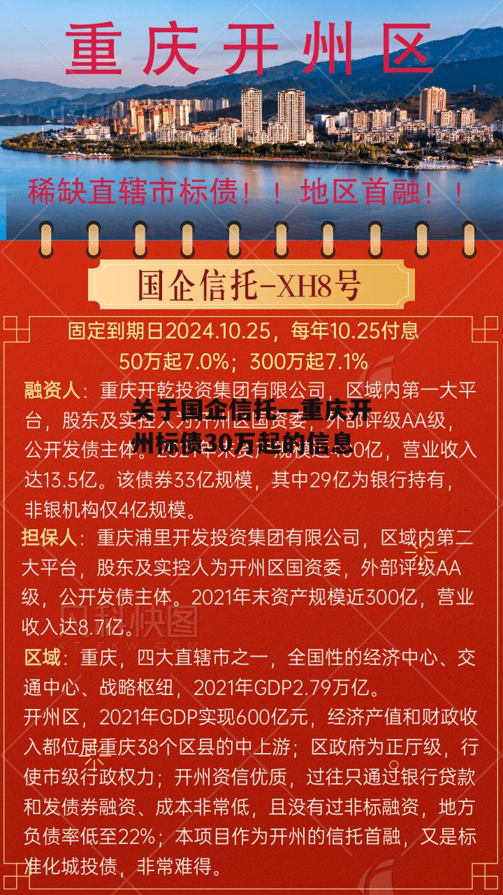 关于国企信托—重庆开州标债30万起的信息